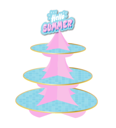 Summer Party Pink and Blue Alphabet Cake Stand SP026